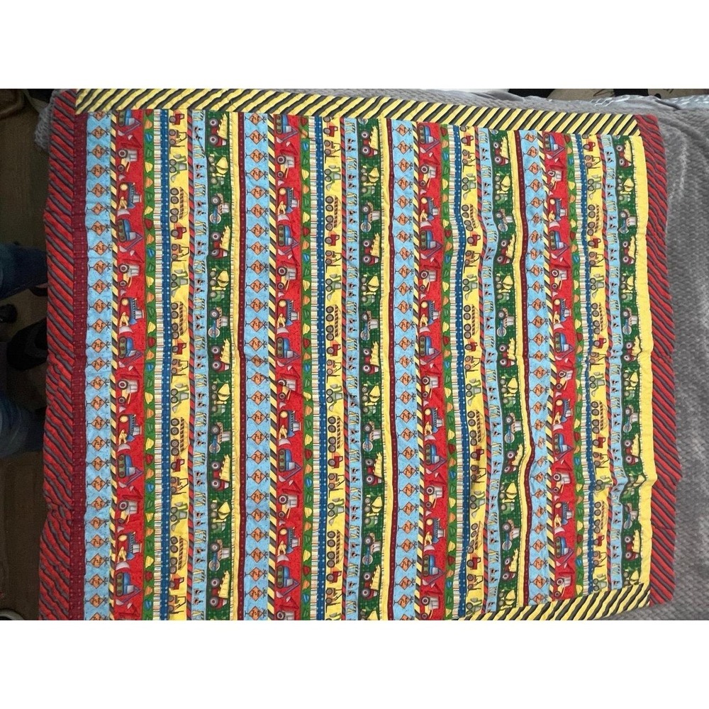 Handmade 2 sided Construction/Soccer Blanket